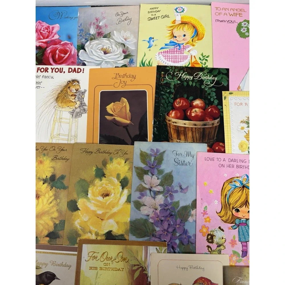 Vintage Birthday Cards Some Fronts ONLY Scrapbooking Crafts Decoupage Lot of 50+